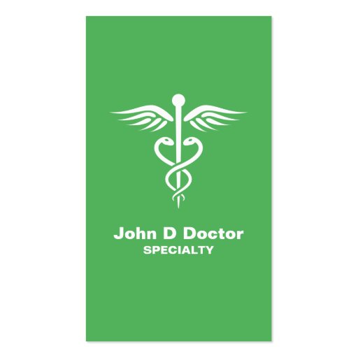 Green medical doctor or healthcare business cards (front side)