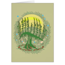 Green Menorah Tree Card cards