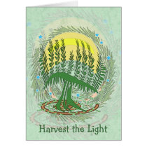 Green Menorah Tree Chanukah Cards cards