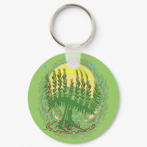 Green Menorah Tree Keychain