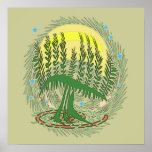 Green Menorah Tree Poster