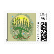 Green Menorah Tree Stamps