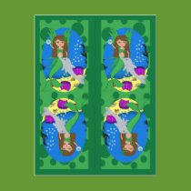 Green Mermaid and Merfaery Bookmarks postcards