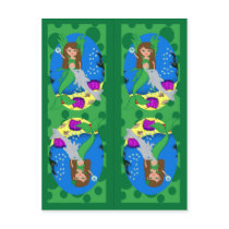 Green Mermaid and Merfaery Bookmarks postcards