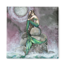Green Mermaid Magnet by Molly Harrison