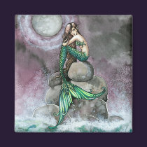 Green Mermaid Magnet by Molly Harrison magnets