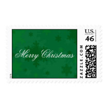 Green Merry Christmas Snowflakes postage