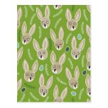 green messy meadow with rabbits and Easter eggs postcards