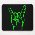 Green Metal Horns Mousepad by METALKAT Green Metal Horns Mousepad