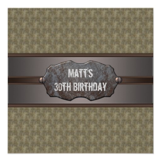 Green Metal Mans 30th Birthday Party Announcement