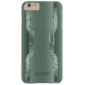 Green Metallic Design Brushed Metal Look Monogram Barely There iPhone 6 Plus Case