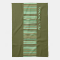 Green mint choc stripe Custom kitchen tea towel kitchen towels
