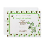 GREEN MOD PUPPY Boy or Girl Birthday Invitations