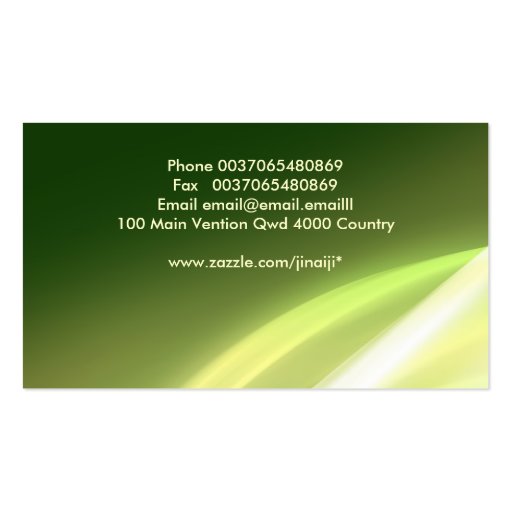 green modern abstraction business card design (back side)