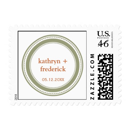 Green modern circle frame chic custom monogram stamp