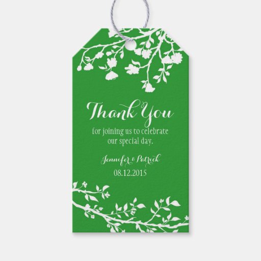 Green Modern Flower Wedding Thank You Tags Pack Of Gift Tags Zazzle