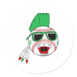 Green mohawk baseball round stickers