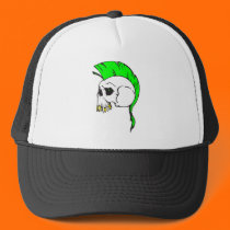 green mohawk skull hats