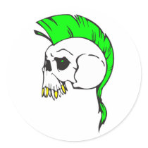 green mohawk skull stickers