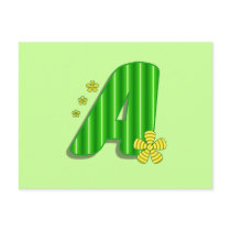 green monogram A postcards