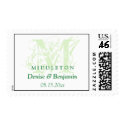 Green monogram antique chic custom wedding postage stamp