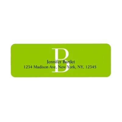 Green Monogram B Return Address Labels