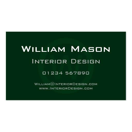 Green Monogram Circle - Professional Business Card