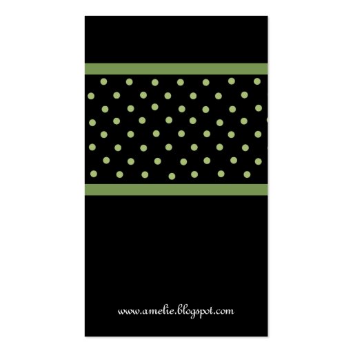 green MONOGRAM mommy calling card Business Card Template (back side)