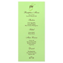 Green Monogram Reception Menu Rack Cards