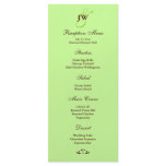 Green Monogram Reception Menu Rack Cards