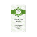 green monogram return address label