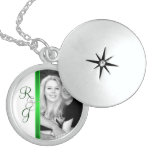 Green Monogram Silver Wedding Necklace