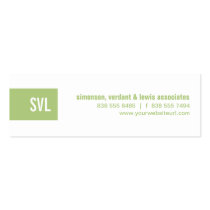 Green Monogram Strip business cards