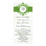 green monogram Wedding program Rack Card Design