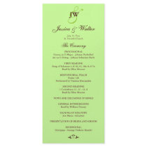 Green Monogram Wedding Program Customized Rack Card