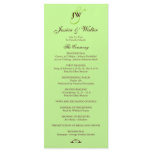 Green Monogram Wedding Program Customized Rack Card