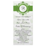 green monogram Wedding program Rack Card Design