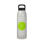 Green Monogram with Chevron Water Bottle