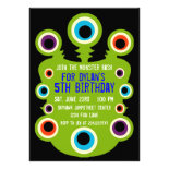 Green Monster Eyes Birthday Party Invitations