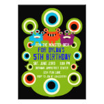 Green Monster Eyes Birthday Party Invitations