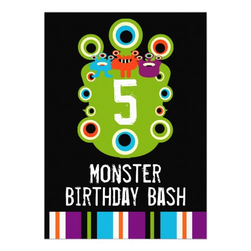 Green Monster Eyes Birthday Party Invitations