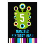 Green Monster Eyes Birthday Party Invitations