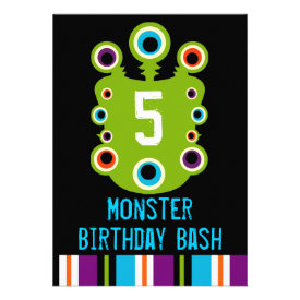 Green Monster Eyes Birthday Party Invitations