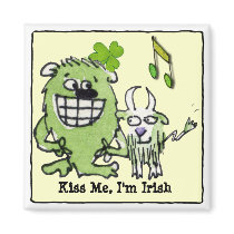 Green Monster Goat Shamrock Cartoon Magnets by zooogle Green Monster Goat Shamrock Cartoon Magnets