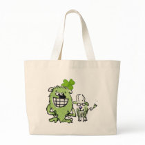 Green Monster Goat Shamrock Cartoons Tote Bags