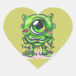 Green Monster Heart Stickers