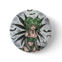 Green Moon Sprite Fairy Button