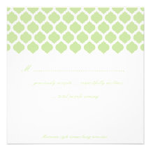 Green Moroccan Pattern Wedding Party RSVP Cards