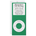 Green MP3 Player iParty Birthday Party Personalized Announcement