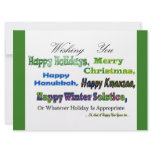 Green Multi holiday greetings Announcement